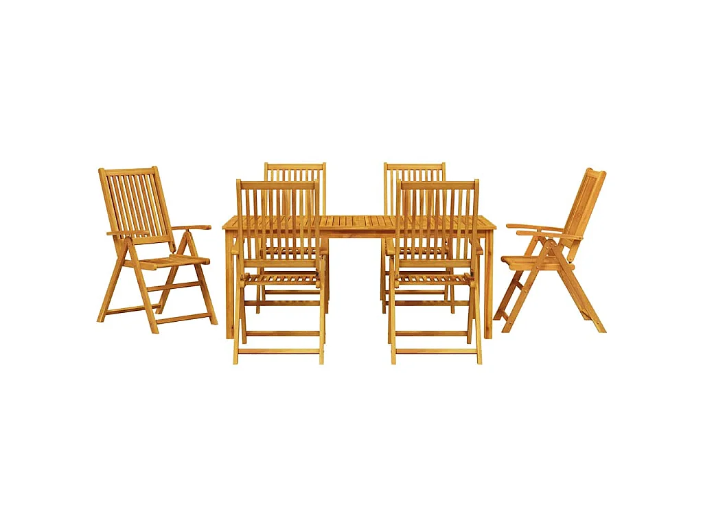 Set da Pranzo per Giardino Pieghevole 7 pcs Marrone