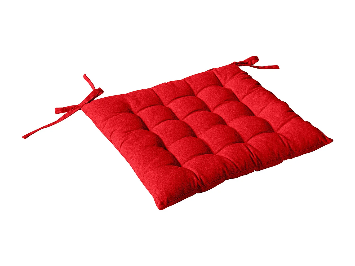 Almohadilla de silla acolchada con piquado de 16 puntos en algodón y lazos 38 x 38 cm