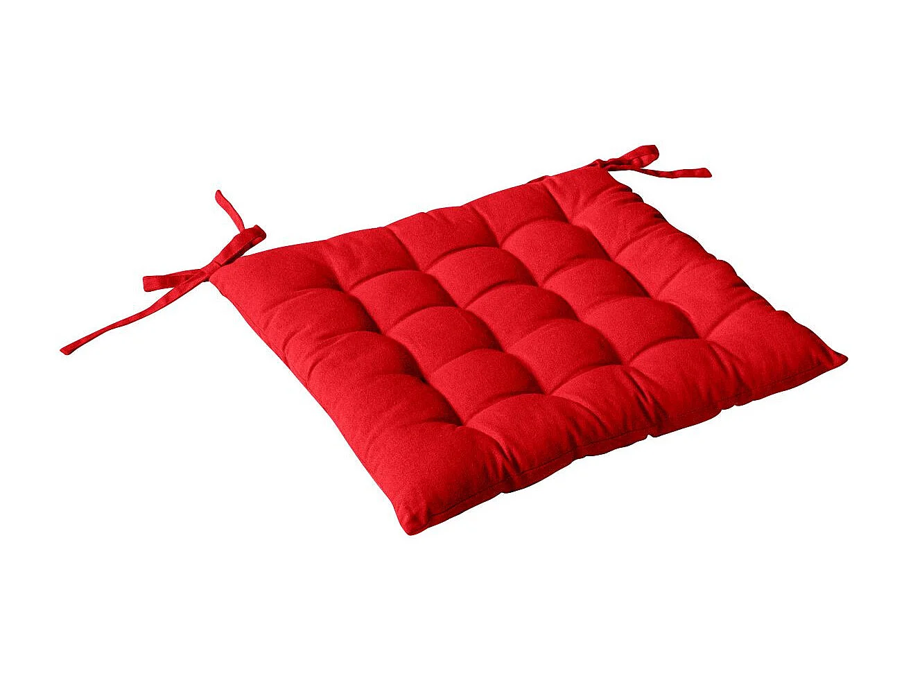 Gepolstertes Stuhlkissen mit 16-Punkt-Steppung aus Baumwolle und Bändern 38 x 38 cm