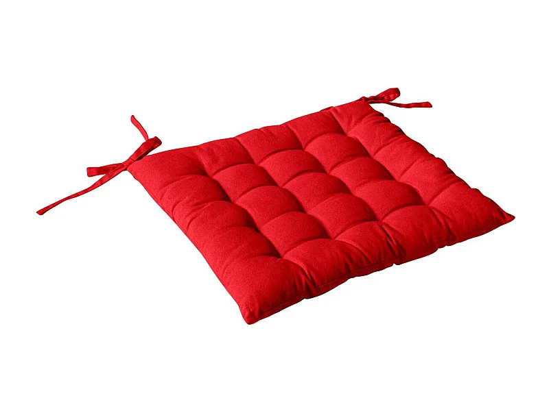 Galette de Chaise Piquée Uni "Panama" 38x38cm Rouge