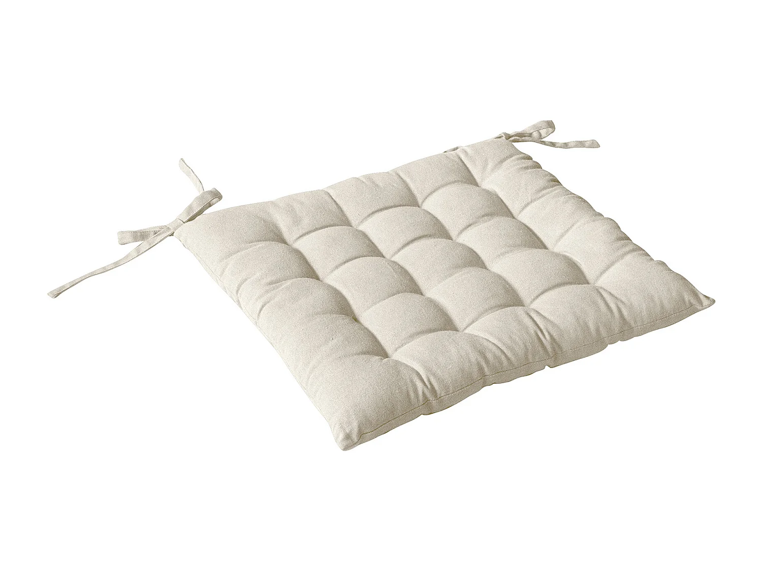 Almohadilla de silla acolchada con piquado de 16 puntos en algodón y lazos 38 x 38 cm