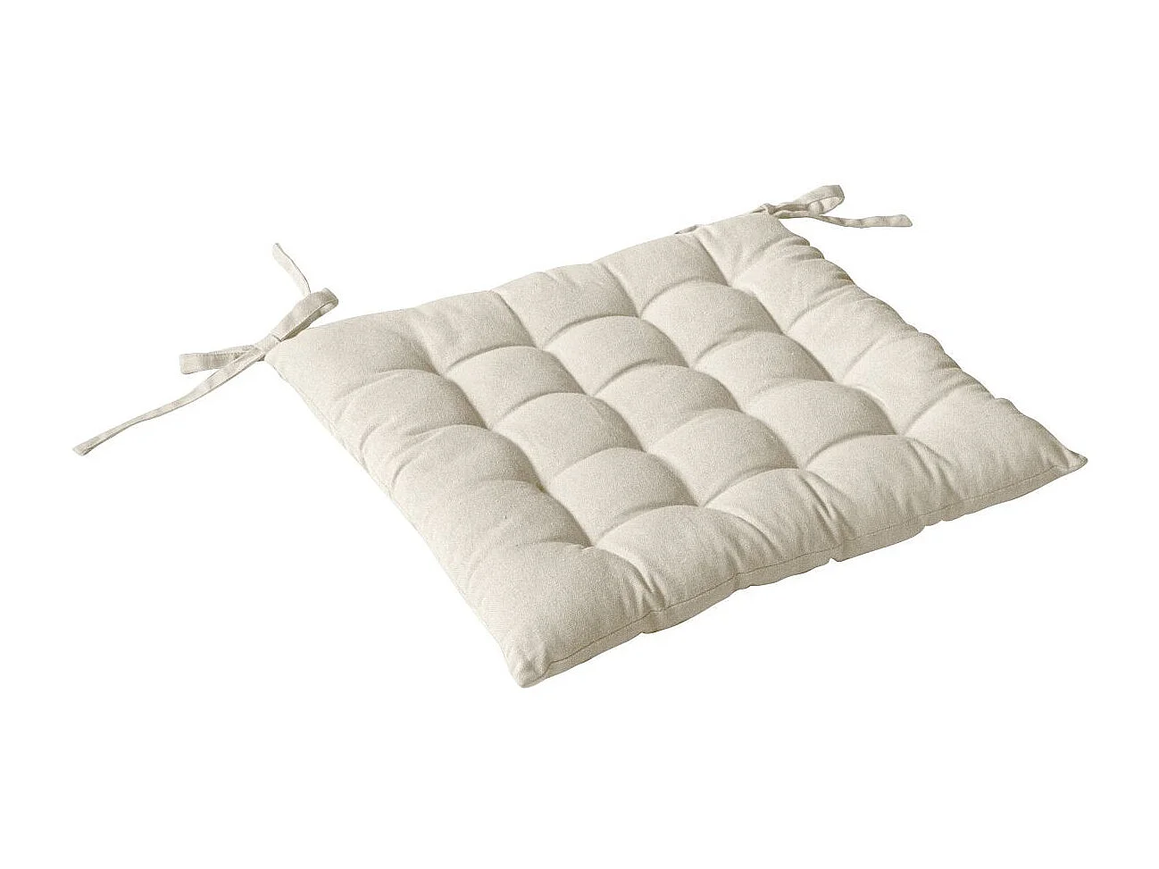 Gepolstertes Stuhlkissen mit 16-Punkt-Steppung aus Baumwolle und Bändern 38 x 38 cm