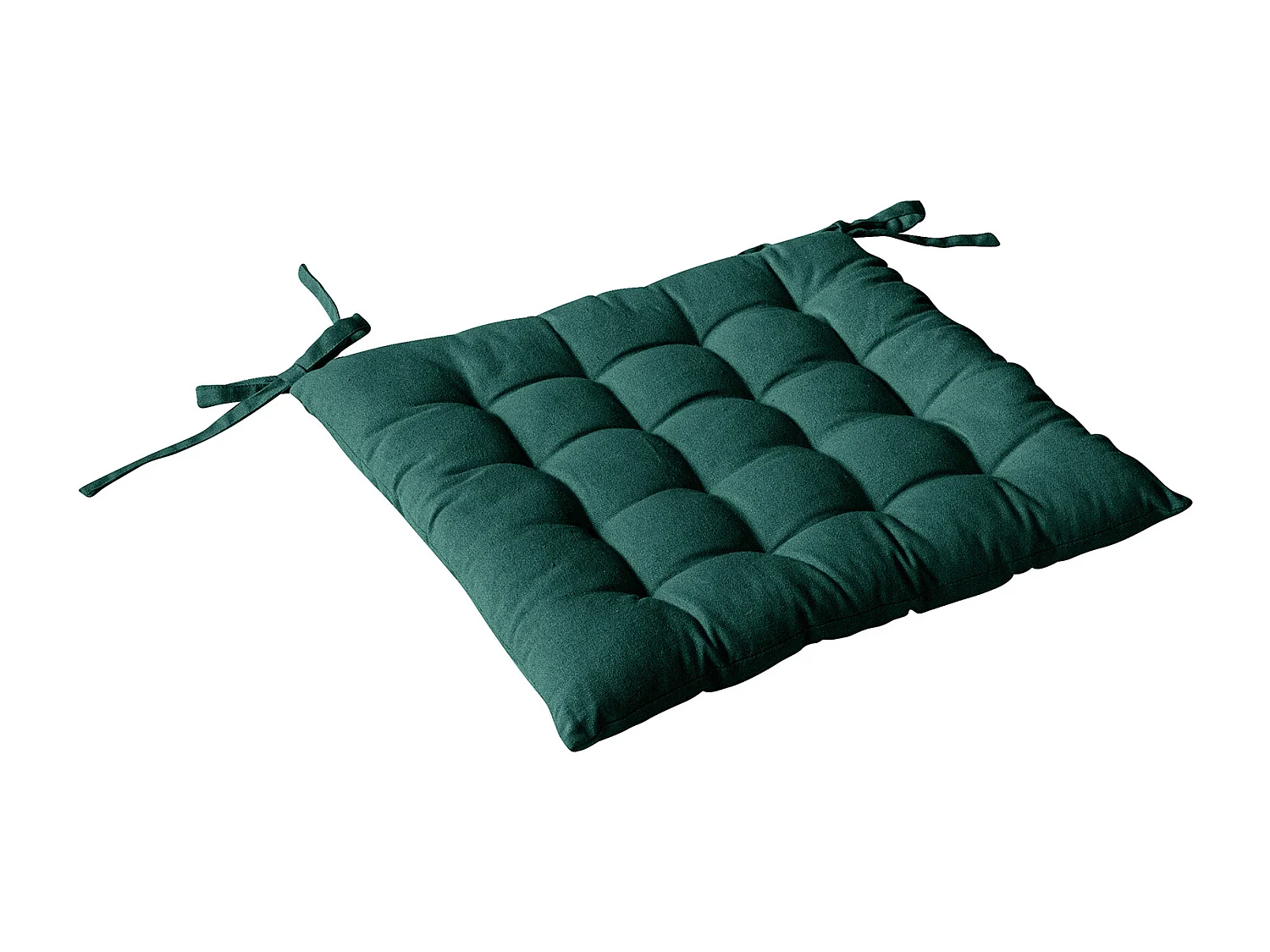 Galette de Chaise Piquée Uni "Panama" 38x38cm Vert Foncé