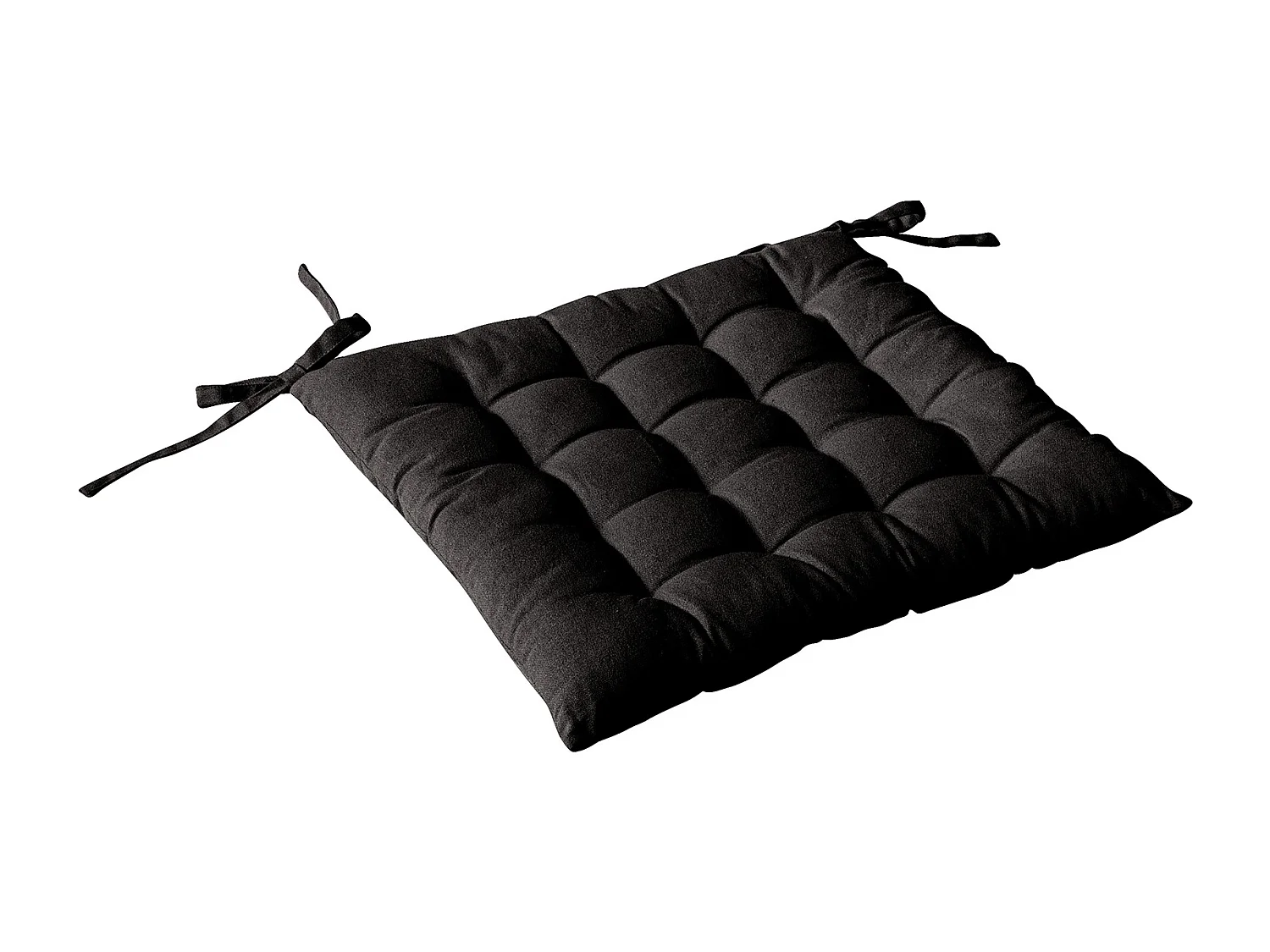 Galette de Chaise Piquée Uni "Panama" 38x38cm Noir