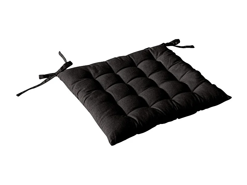 Galette de Chaise Piquée Uni "Panama" 38x38cm Noir