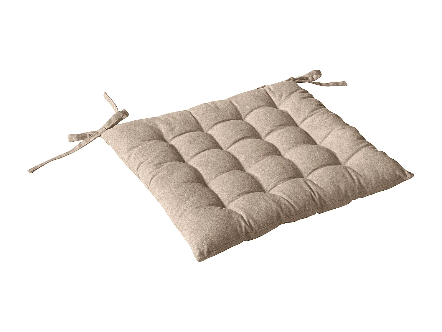 Almohadilla de silla acolchada con piquado de 16 puntos en algodón y lazos 38 x 38 cm