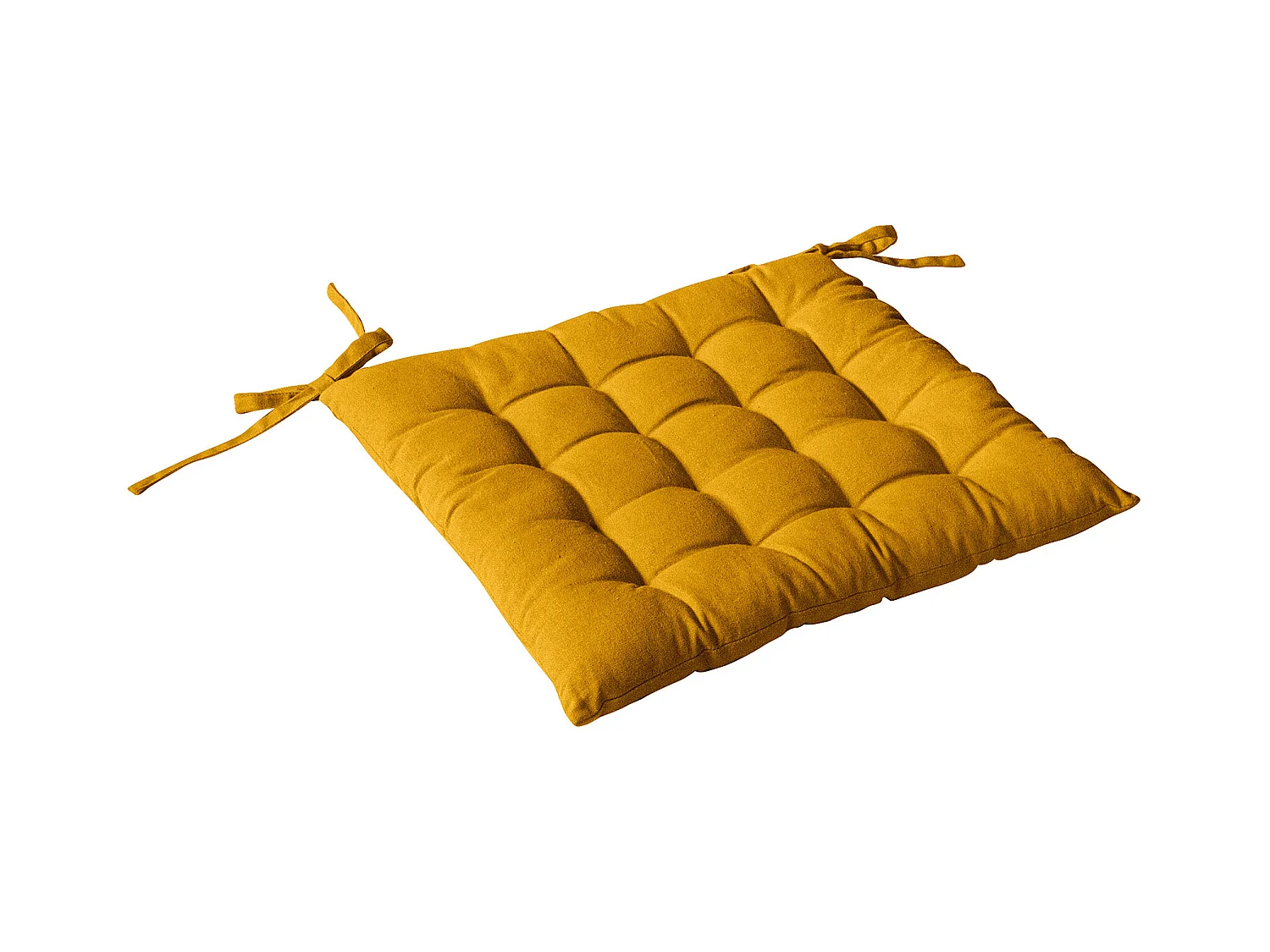 Galette de Chaise Piquée Uni "Panama" 38x38cm Moutarde