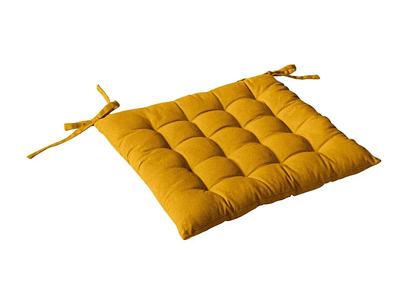 Galette de Chaise Piquée Uni "Panama" 38x38cm Moutarde