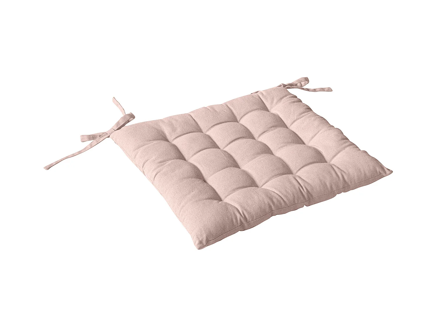 Galette de Chaise Piquée Uni "Panama" 38x38cm Vieux Rose