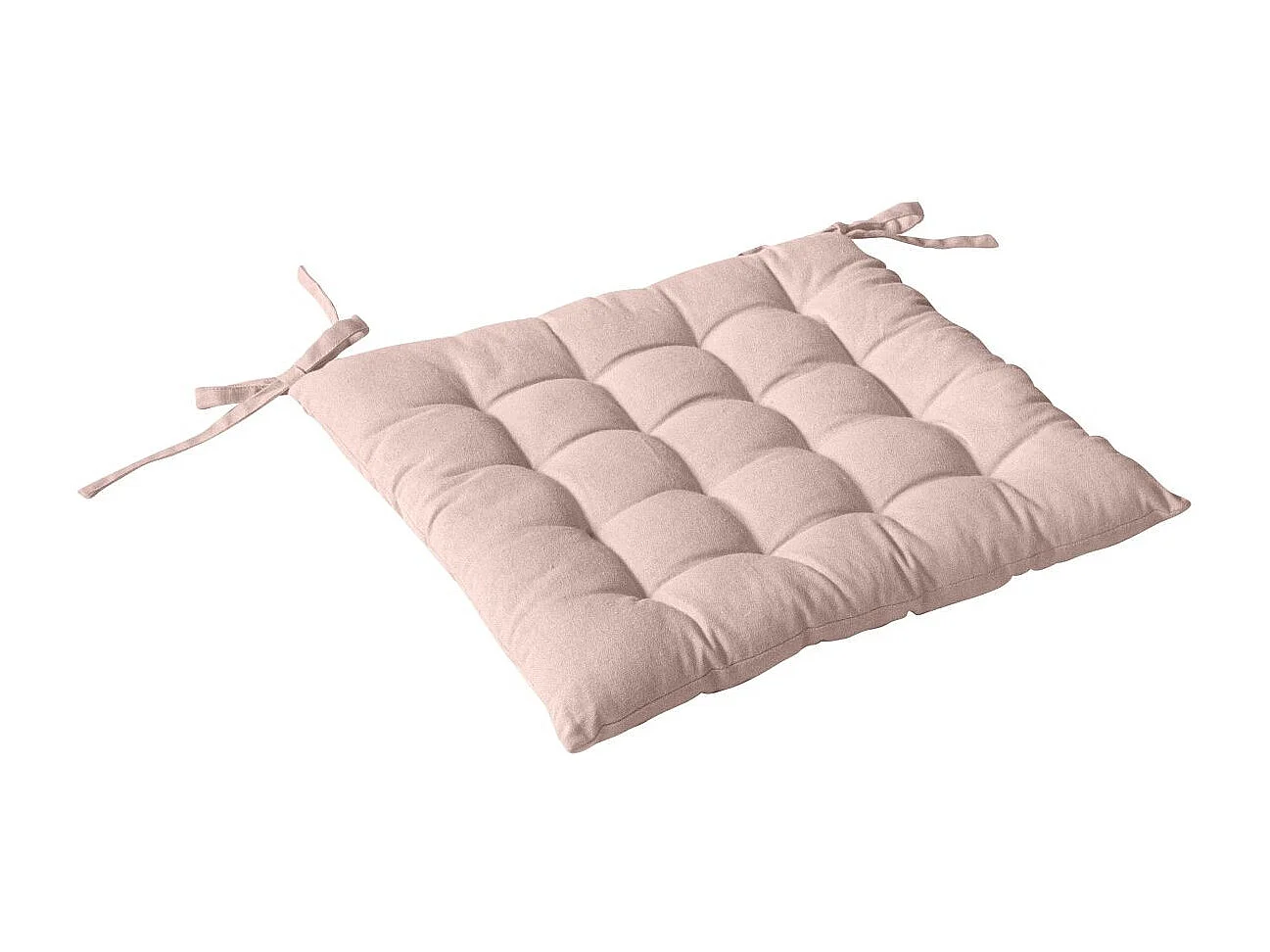 Galette de Chaise Piquée Uni "Panama" 38x38cm Vieux Rose