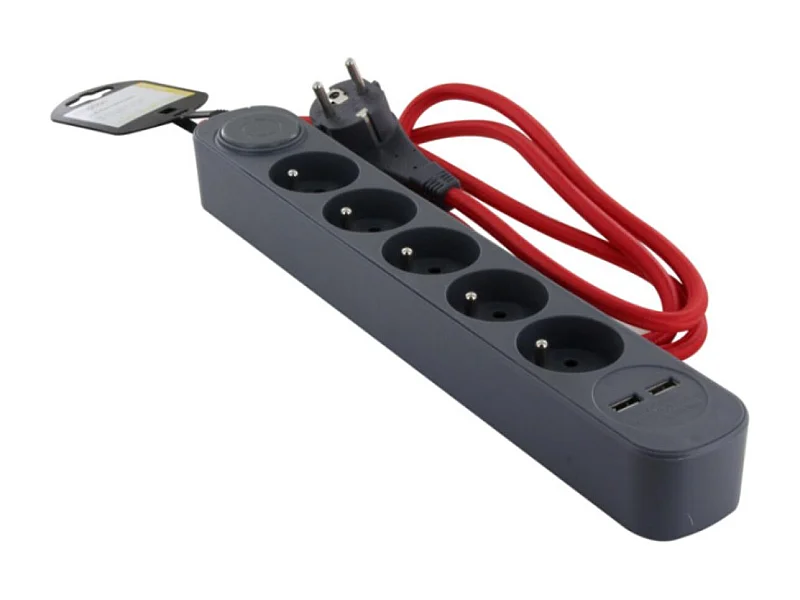 Bloc multiprise 5x16A + 2 USB + interrupteur - Chacon