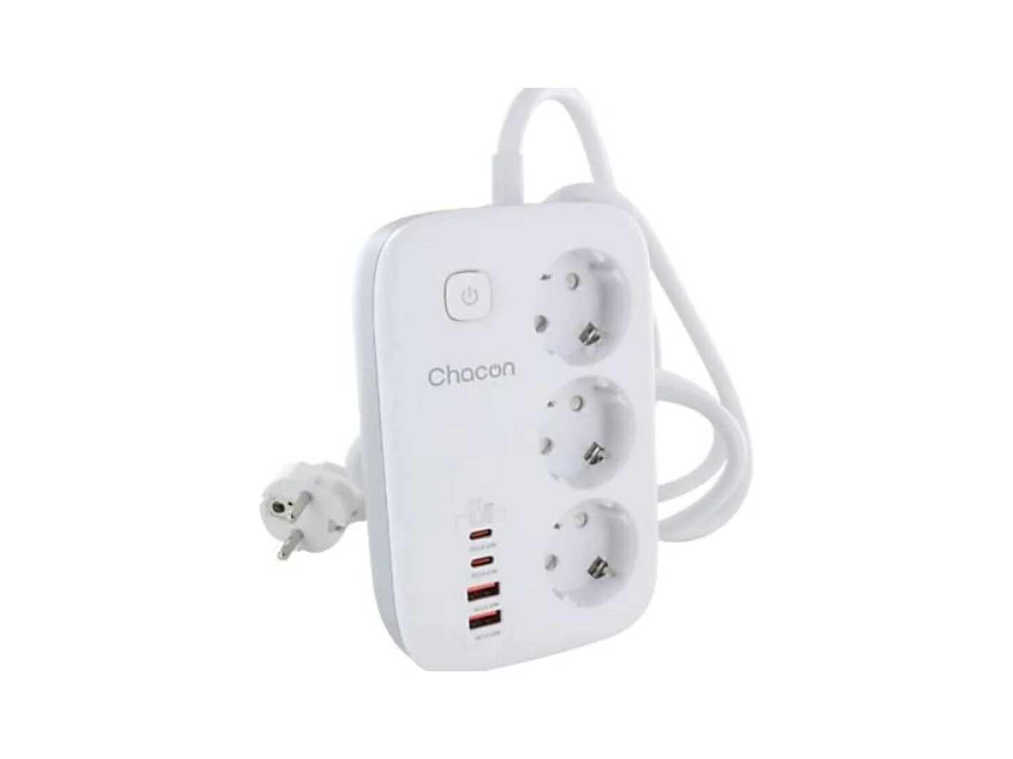 Multiprise compacte 3 prises + 4 ports USB - Quick Charge - Chacon
