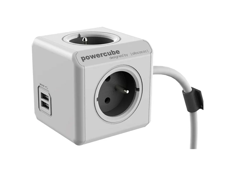 Bloc multiprise Powercube 3 prises + 2 ports USB - Chacon