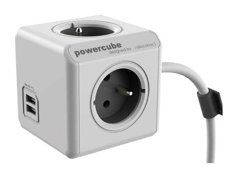 Bloc multiprise Powercube 3 prises + 2 ports USB - Chacon