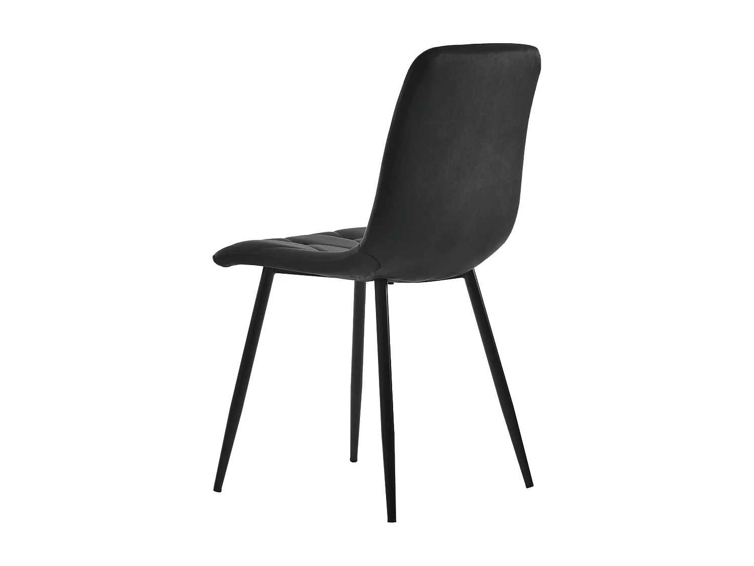 Lot de 4 chaises de salle à manger, Noir, en velours, avec dossier et pieds métalliques