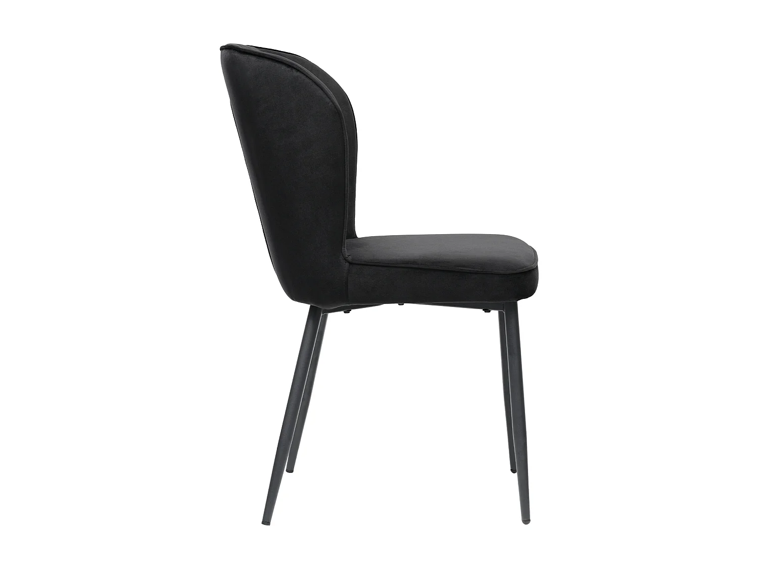 Lot de 2 chaises de salle à manger, Noir, assise velours, pieds métal, dossier ergonomique