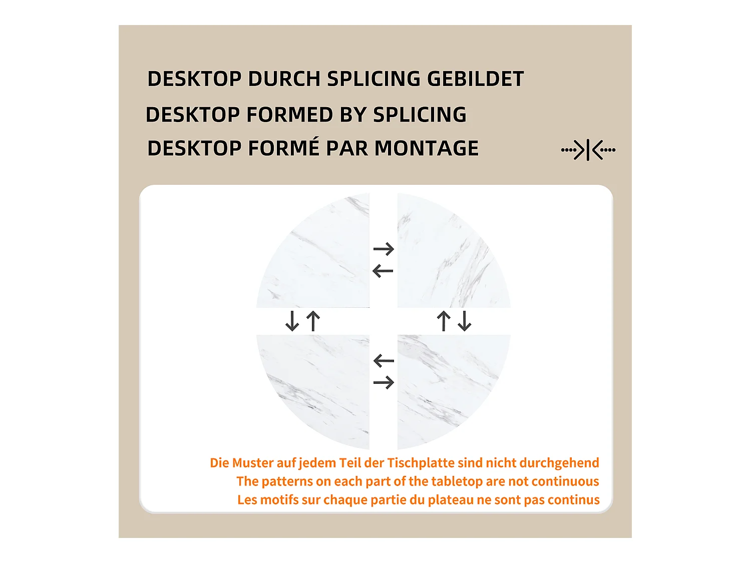 Mesa de comedor redonda, diseño de mármol, estructura de metal, adecuada para restaurante, comedor, color negro.