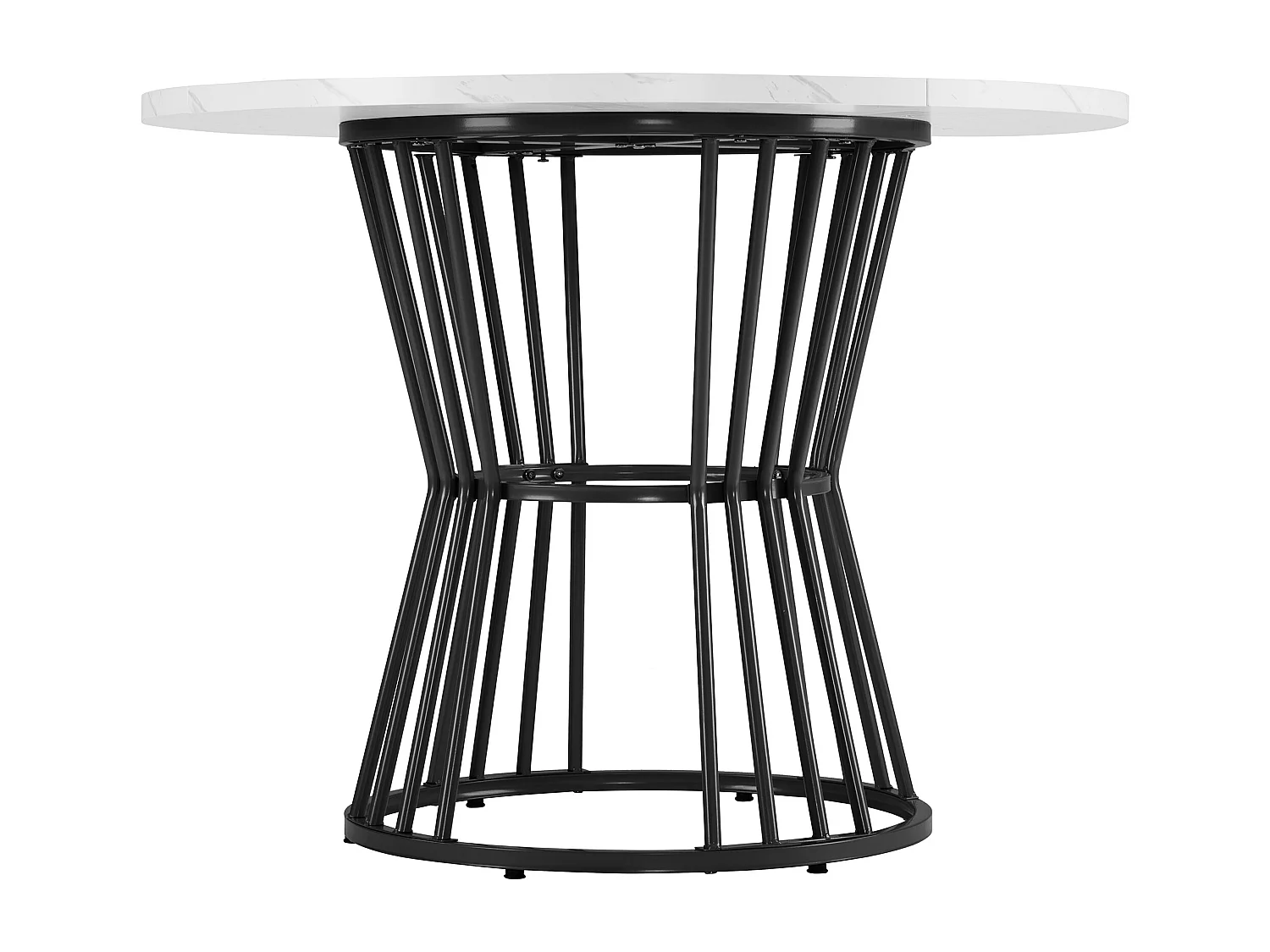 Mesa de comedor redonda, diseño de mármol, estructura de metal, adecuada para restaurante, comedor, color negro.