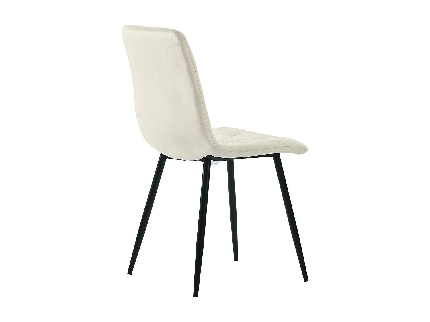 Lot de 4 chaises de salle à manger, Beige, en velours, avec dossier et pieds métalliques