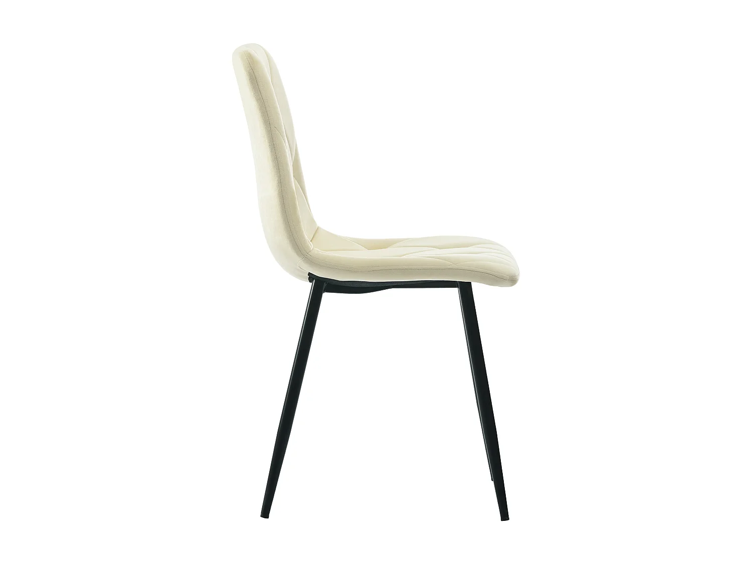 Lot de 4 chaises de salle à manger, Beige, en velours, avec dossier et pieds métalliques