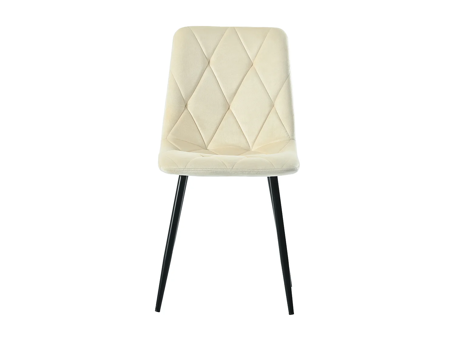 Lot de 4 chaises de salle à manger, Beige, en velours, avec dossier et pieds métalliques