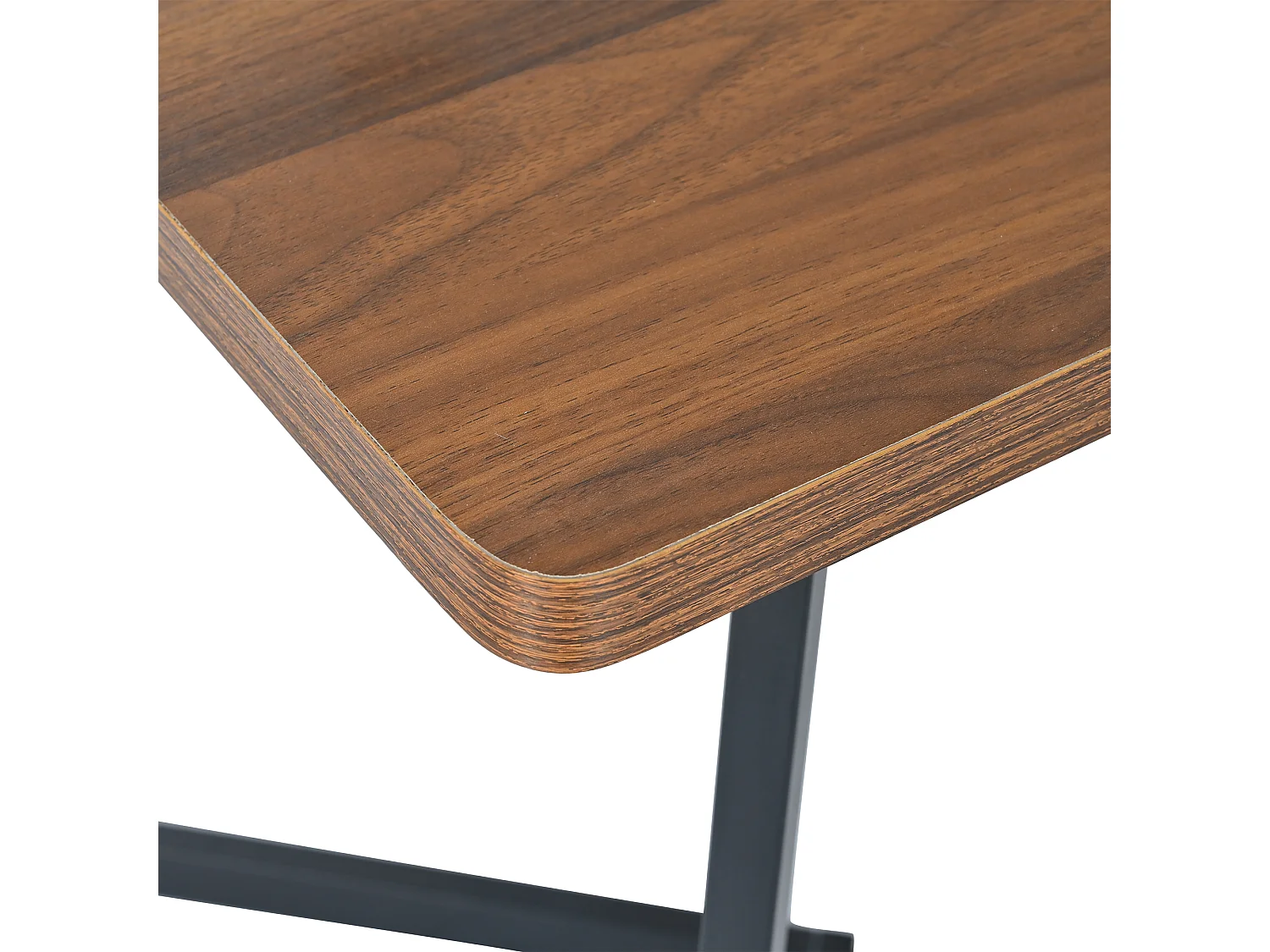 Mesa rectangular 117x68 cm, patas de metal negro, tapa de madera efecto nogal para cocina y salón