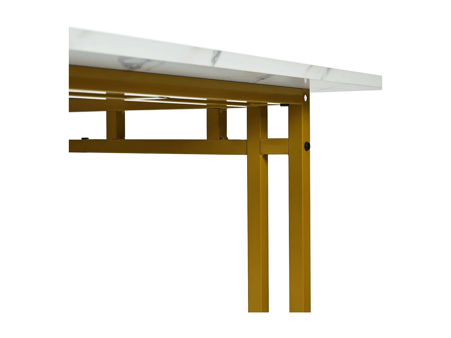 Mesa retangular de 120x70 cm, metal dourado, mesa moderna para sala de jantar e cozinha, pés de metal.