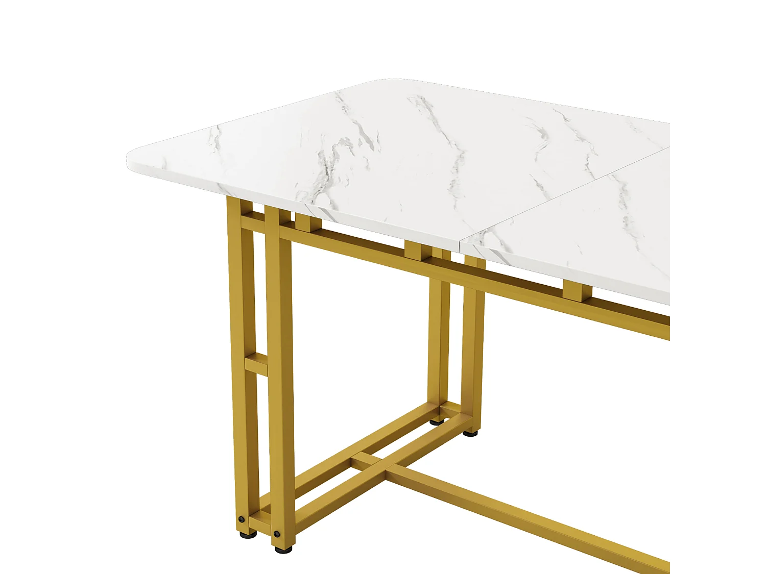 Mesa retangular de 120x70 cm, metal dourado, mesa moderna para sala de jantar e cozinha, pés de metal.