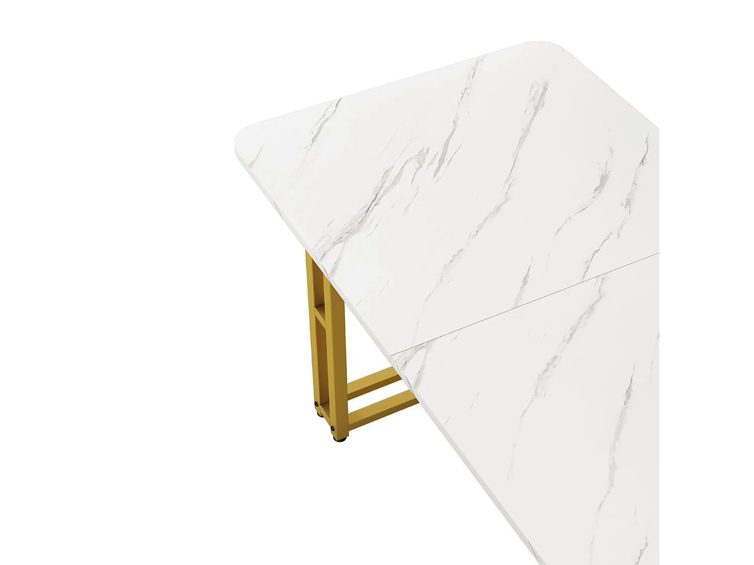 Mesa retangular de 120x70 cm, metal dourado, mesa moderna para sala de jantar e cozinha, pés de metal.