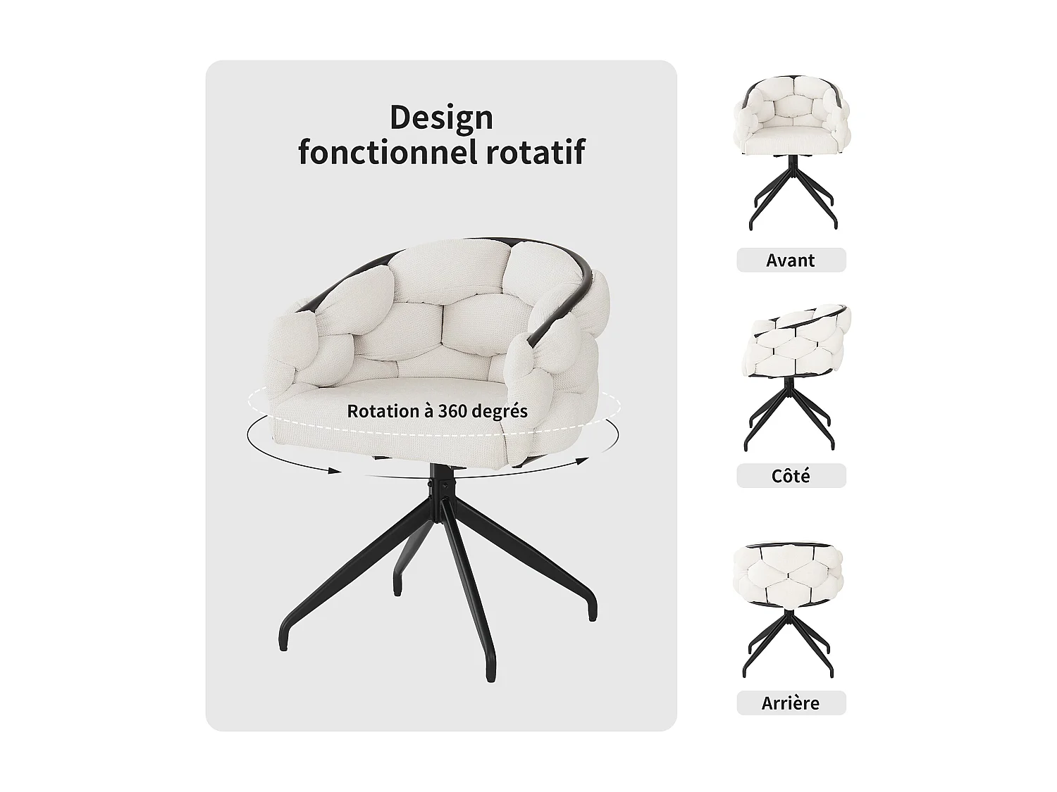 Juego de 2 sillas giratorias de terciopelo, diseño moderno y ergonómico, rotación de 360°, para sala y comedor, color beige