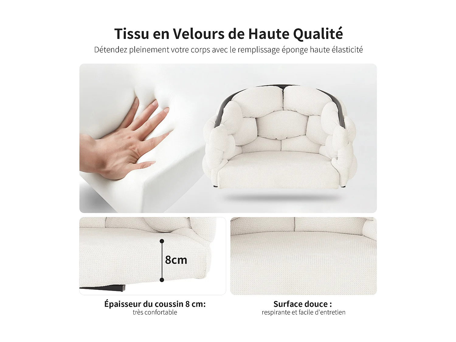 Conjunto de 2 cadeiras giratórias de veludo, design ergonômico moderno, rotação de 360°, para sala de estar e sala de jantar, bege