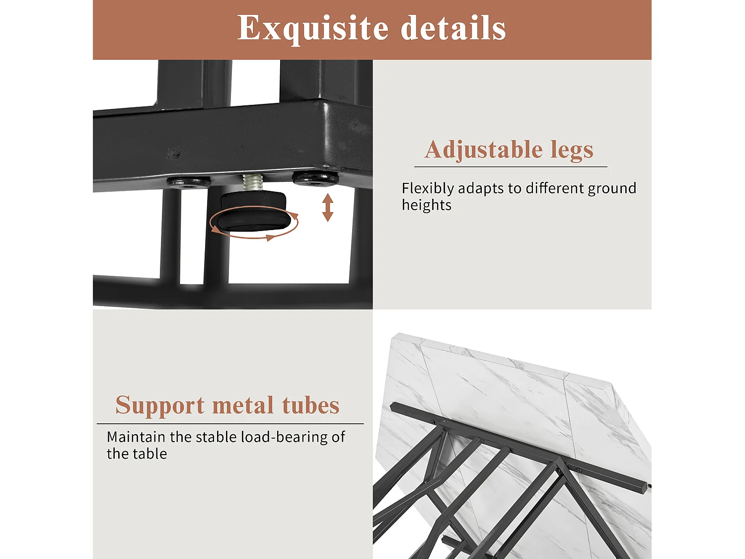 Mesa de centro hexagonal de mármol - Para salón y comedor - 115,5 x 100 x 75 cm - Negra