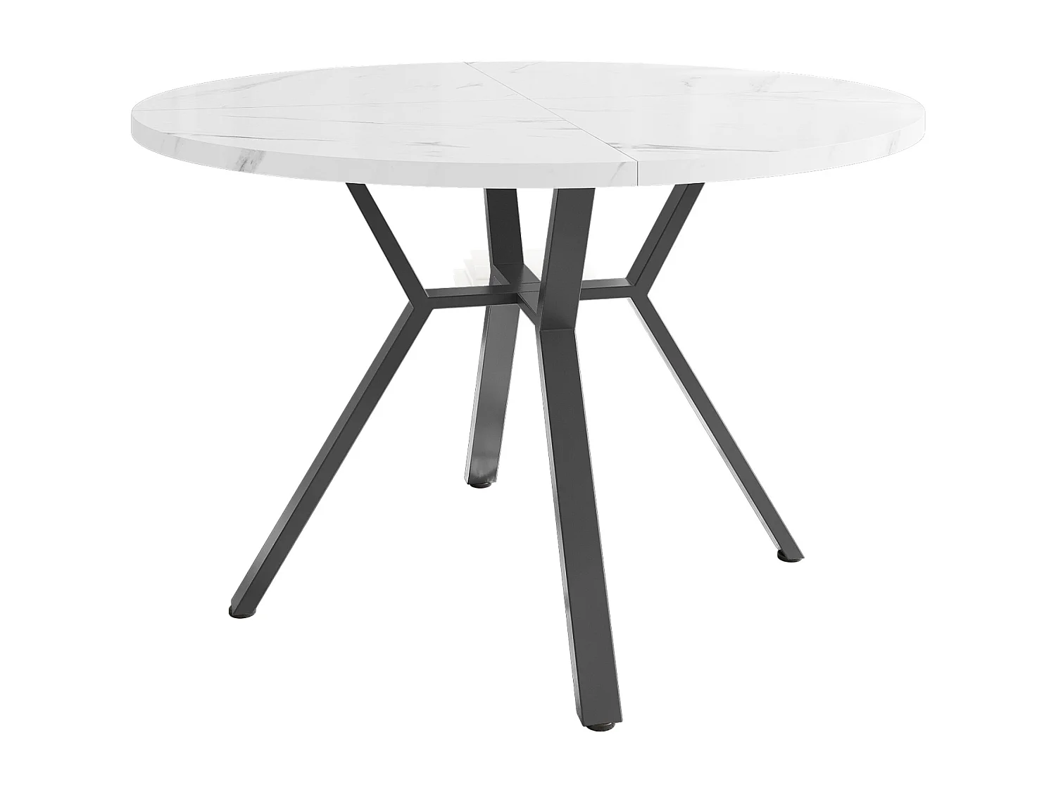 Tavolo da pranzo rotondo moderno e semplice, 100 x 75 cm, effetto marmo, con base in metallo, Nero