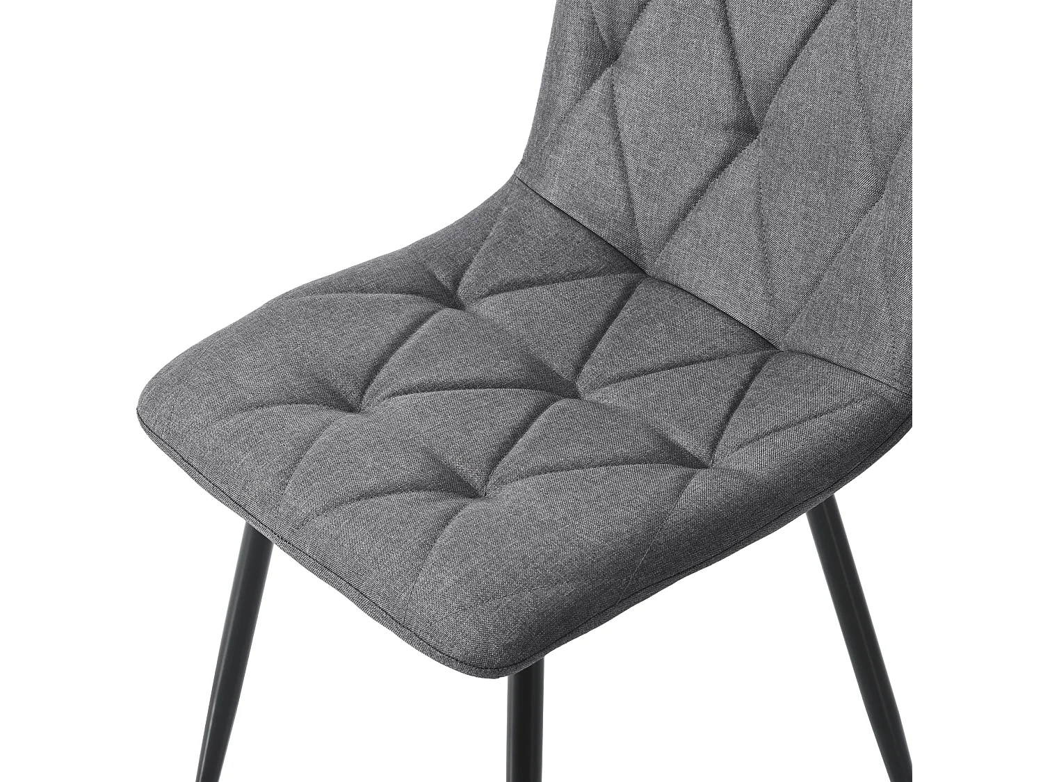 Conjunto de 4 sillas de comedor, Gris, en Lino, con respaldo y patas de metal