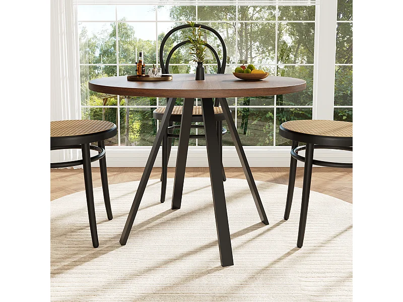 Mesa de comedor redonda 80×80×75 cm, mesa de cocina, mesa de centro para 4 personas, madera