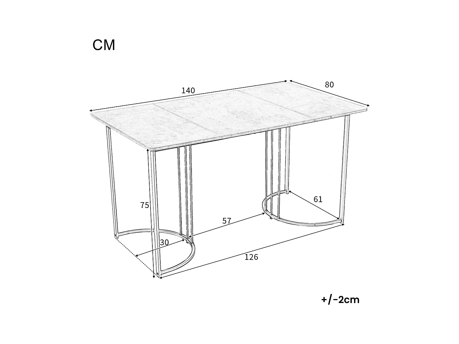 Table rectangulaire 140x80 cm, marbre Blanc, pieds métalliques ajustables, pour cuisine et salon