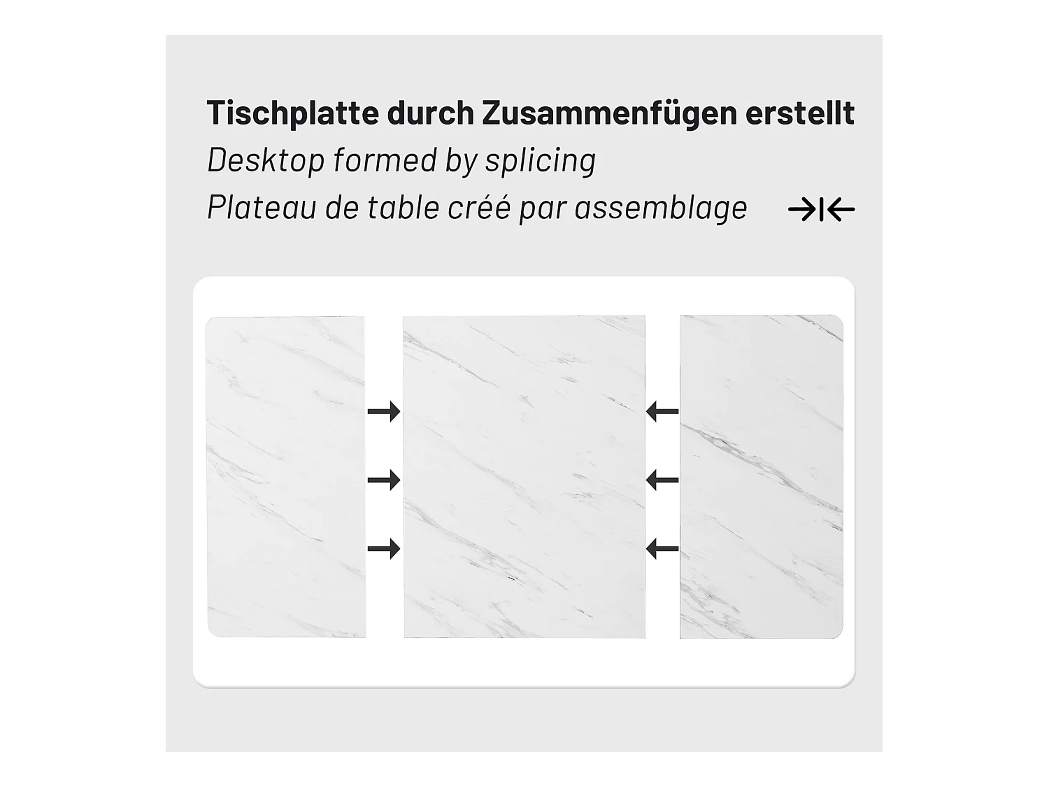 Table rectangulaire 140x80 cm, marbre Blanc, pieds métalliques ajustables, pour cuisine et salon