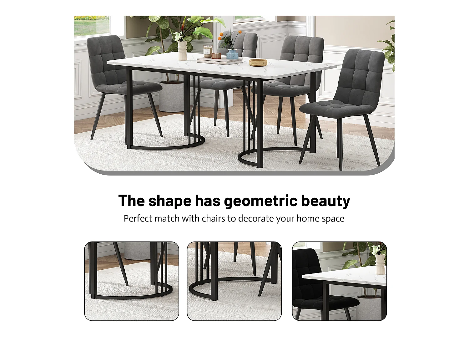 Table rectangulaire 140x80 cm, marbre Blanc, pieds métalliques ajustables, pour cuisine et salon