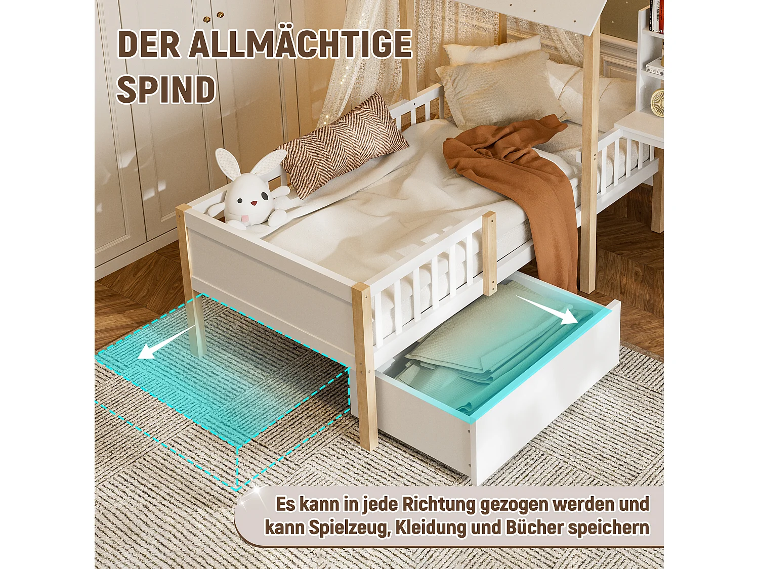 Lit combiné pour enfant - 90 x 200 cm - avec bureau en L + étagères intégrés + 1 tirois - bois - blanc