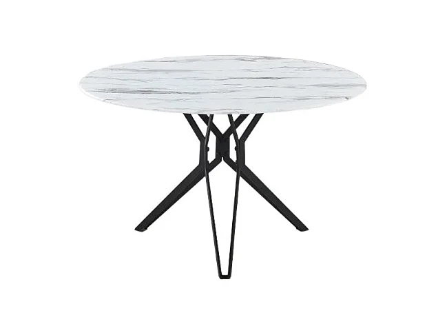 Table à Manger ronde ELECTRA verre effet marbré 120x75 cm