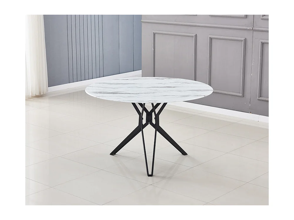 Table à Manger ronde ELECTRA verre effet marbré 120x75 cm