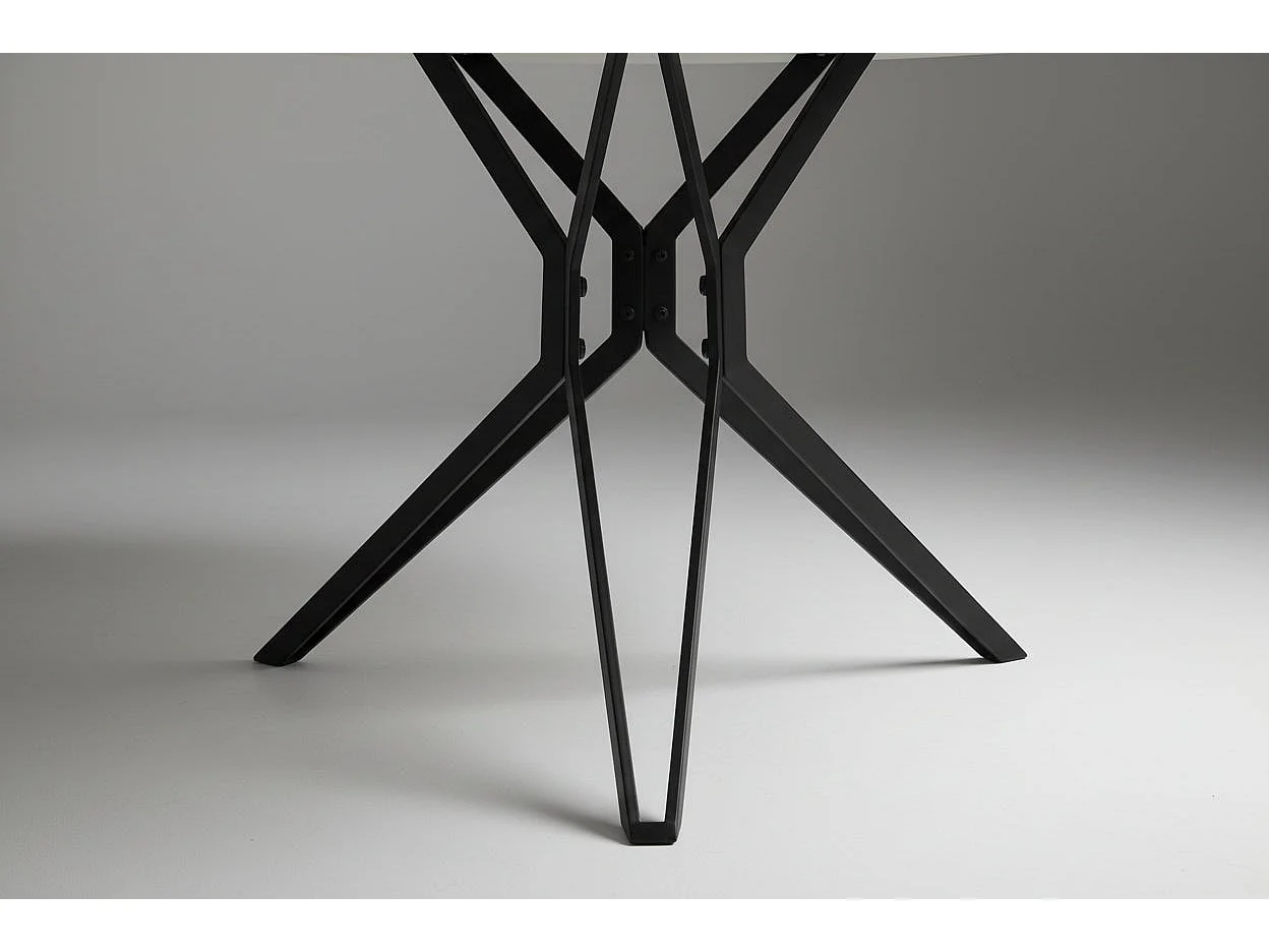 Table à manger ronde verre effet marbré 120x75 cm – ELECTRA