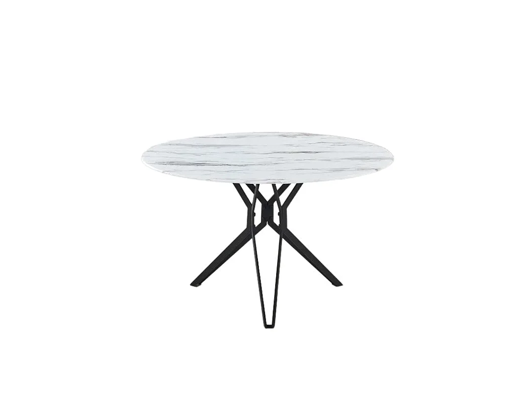 Table à manger ronde verre effet marbré 120x75 cm – ELECTRA
