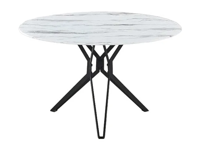 Table à Manger ronde ELECTRA verre effet marbré 120x75 cm