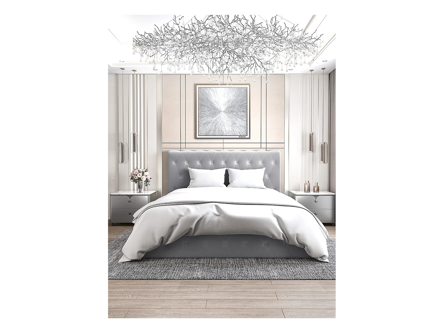 Lit coffre 2 places CORSICA en velours 140x190cm