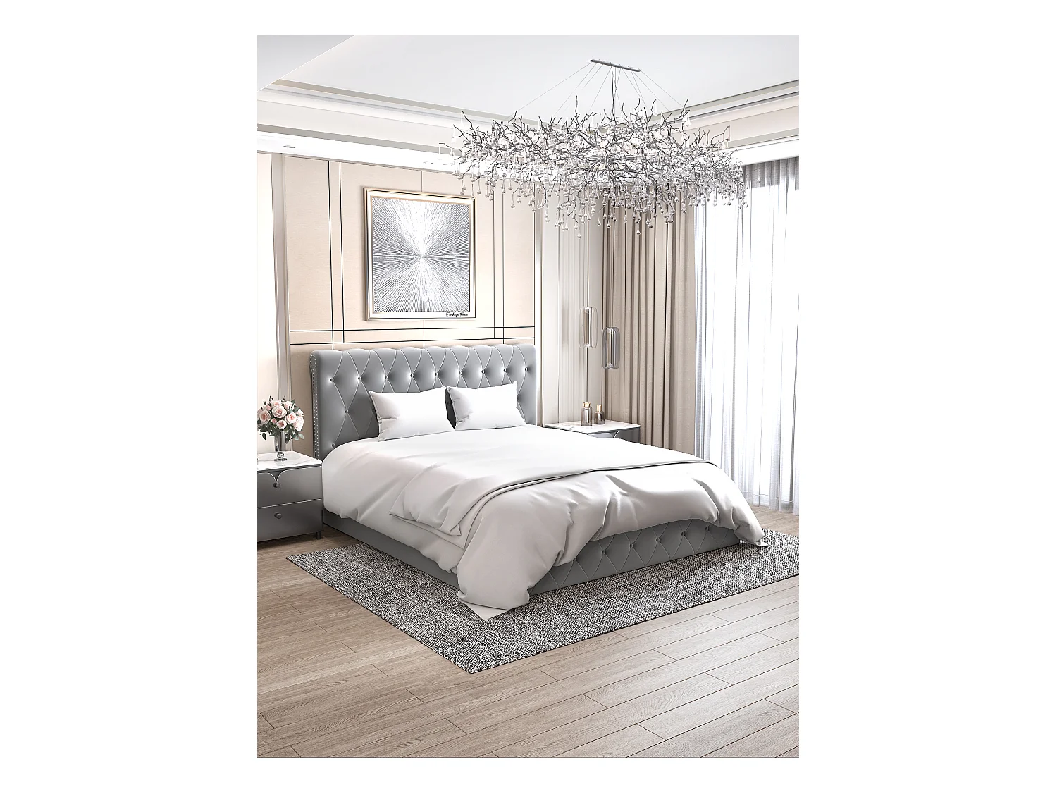 Lit coffre 2 places CORSICA en velours 140x190cm