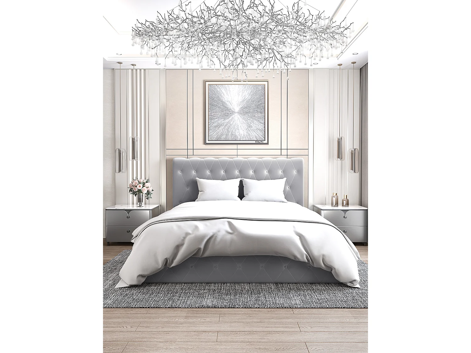 Lit coffre 2 places CORSICA en velours 140x190cm