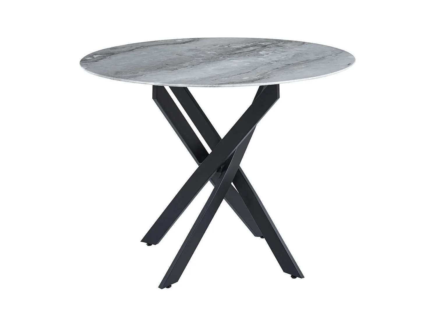 Table à manger ronde MARBRE GRIS JESSICA Métal noir 100 cm 4 couverts