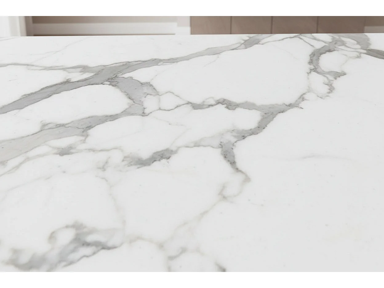 Table à manger ELEGANCE miroir plateau marbre blanc