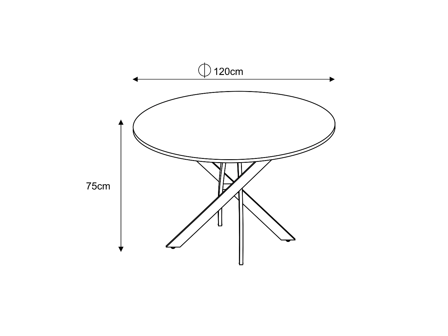 Table à manger ronde MARBRE GRIS JESSICA Métal noir XXL 120 cm 4 couverts